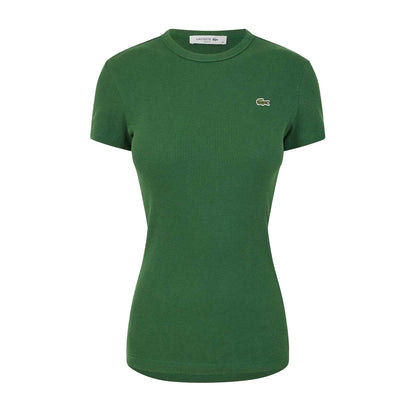 Green - Front - Lacoste Womens-Ladies Logo Slim T-Shirt