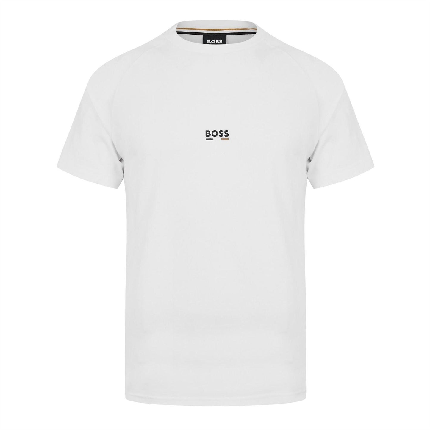 White - Front - Boss Mens Logo Slim Raglan T-Shirt