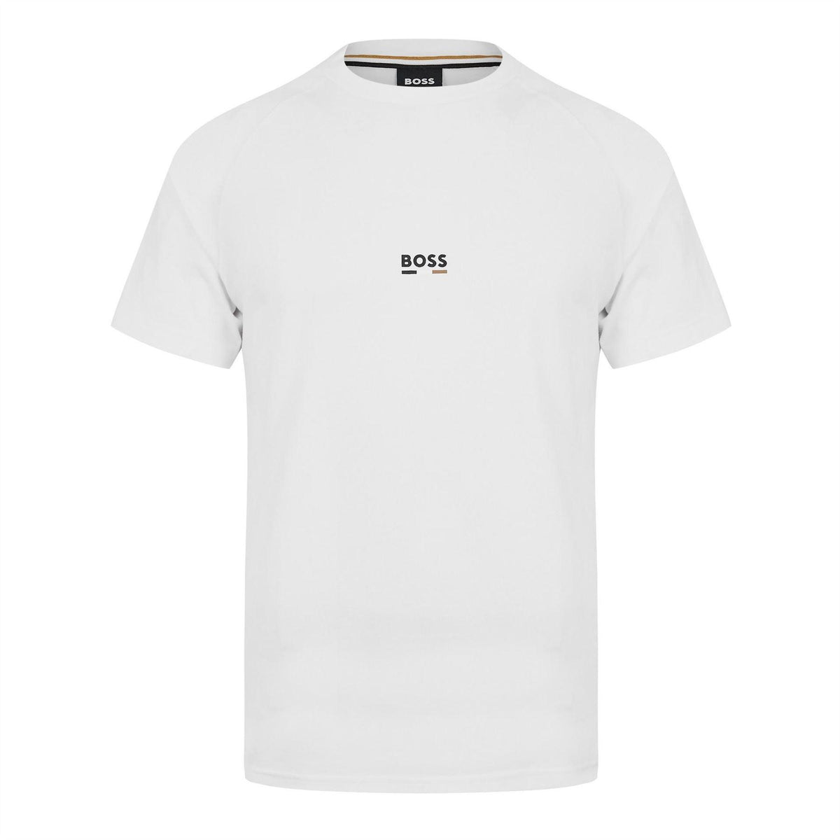 White - Front - Boss Mens Logo Slim Raglan T-Shirt