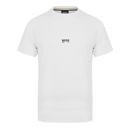 White - Front - Boss Mens Logo Slim Raglan T-Shirt