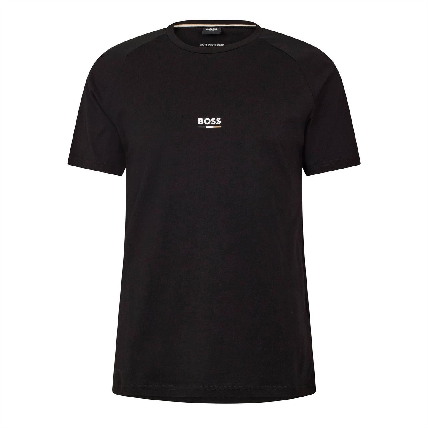 Black - Front - Boss Mens Logo Slim Raglan T-Shirt