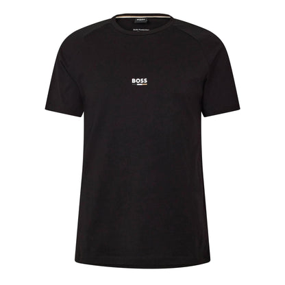 Black - Front - Boss Mens Logo Slim Raglan T-Shirt