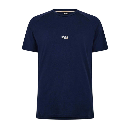 Navy - Front - Boss Mens Logo Slim Raglan T-Shirt