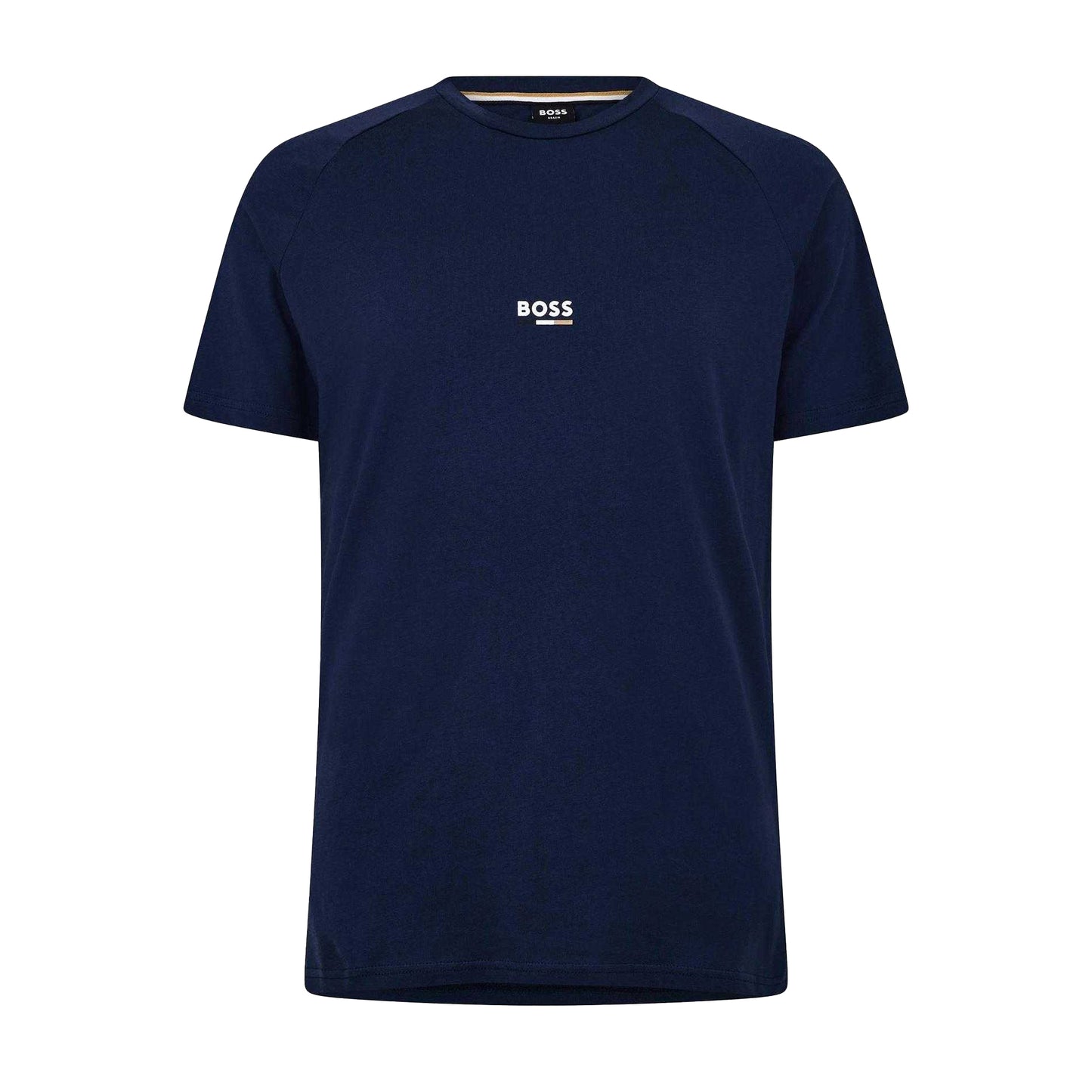 Navy - Front - Boss Mens Logo Slim Raglan T-Shirt