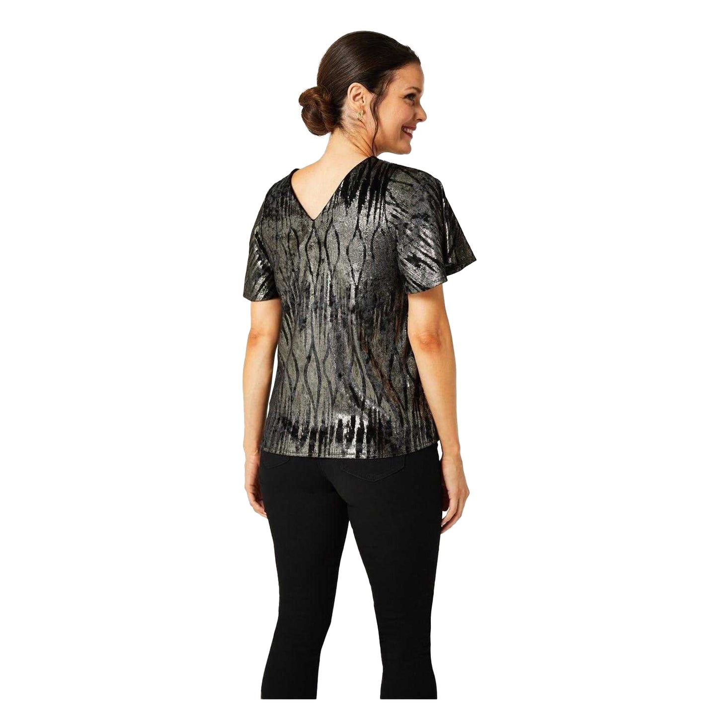 Black - Back - Biba Womens-Ladies Velvet Relaxed Fit Top