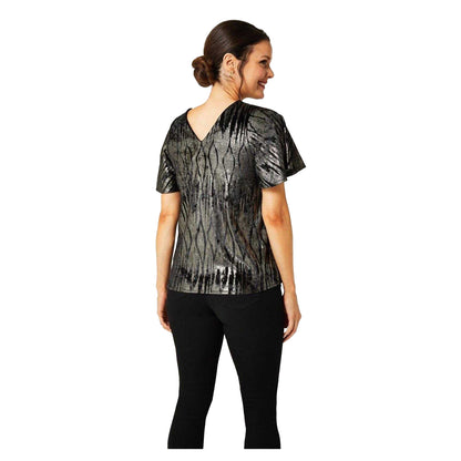 Black - Back - Biba Womens-Ladies Velvet Relaxed Fit Top
