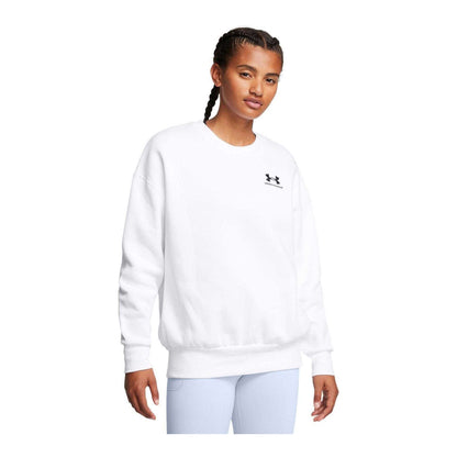 White-Black - Pack Shot - Under Armour Womens-Ladies Essential Fleece Sweatshirt