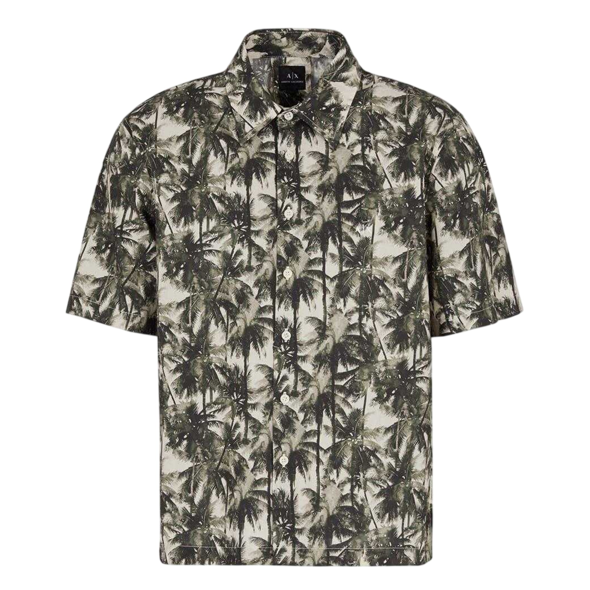 Green - Front - Armani Exchange Mens Palm Regular Short-Sleeved Shirt
