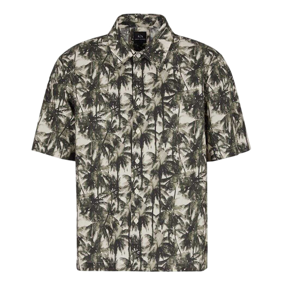 Green - Front - Armani Exchange Mens Palm Regular Short-Sleeved Shirt