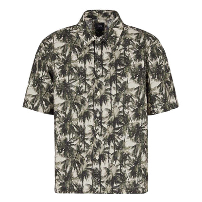 Green - Front - Armani Exchange Mens Palm Regular Short-Sleeved Shirt