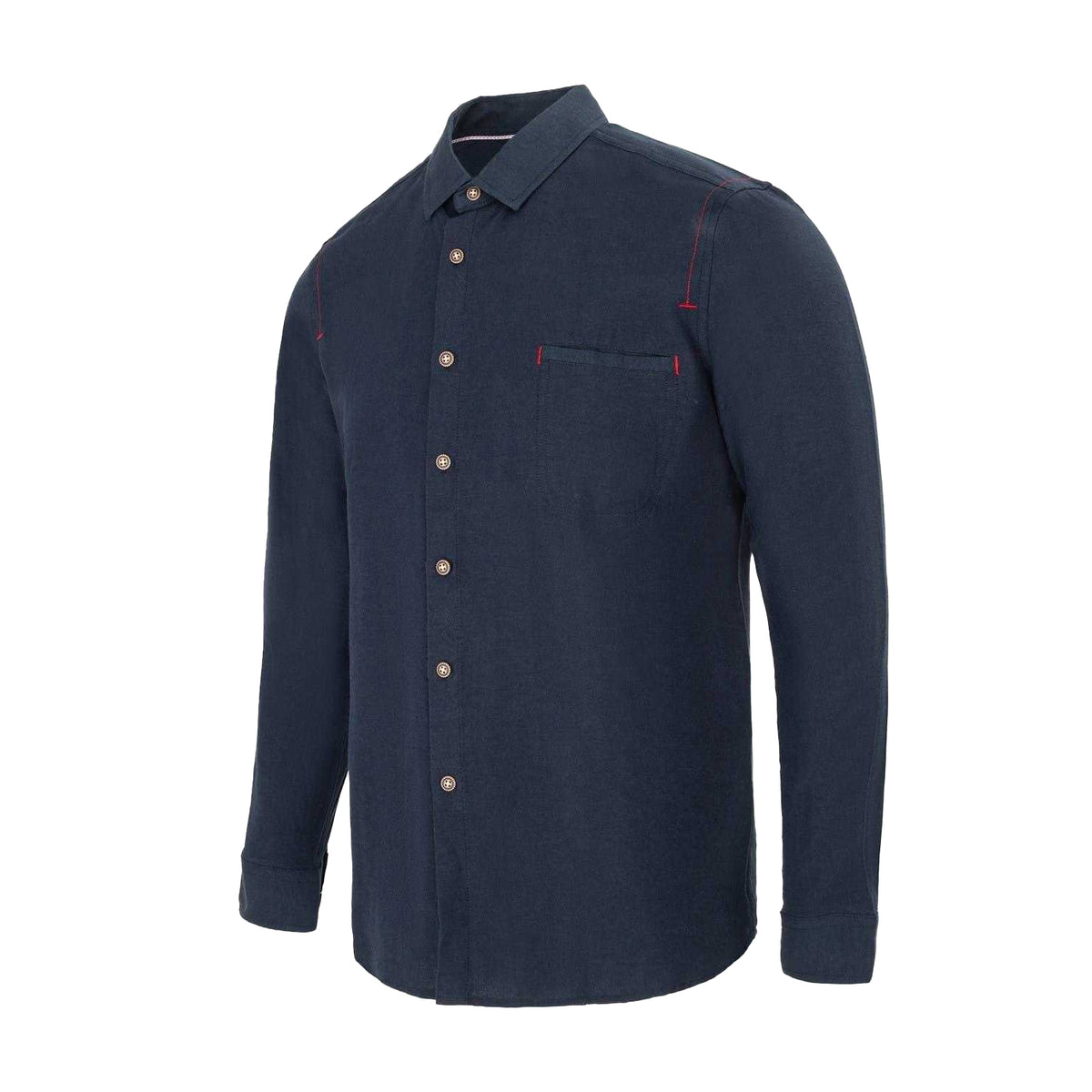 Navy - Side - Firetrap Mens Plain Cotton Blend Shirt