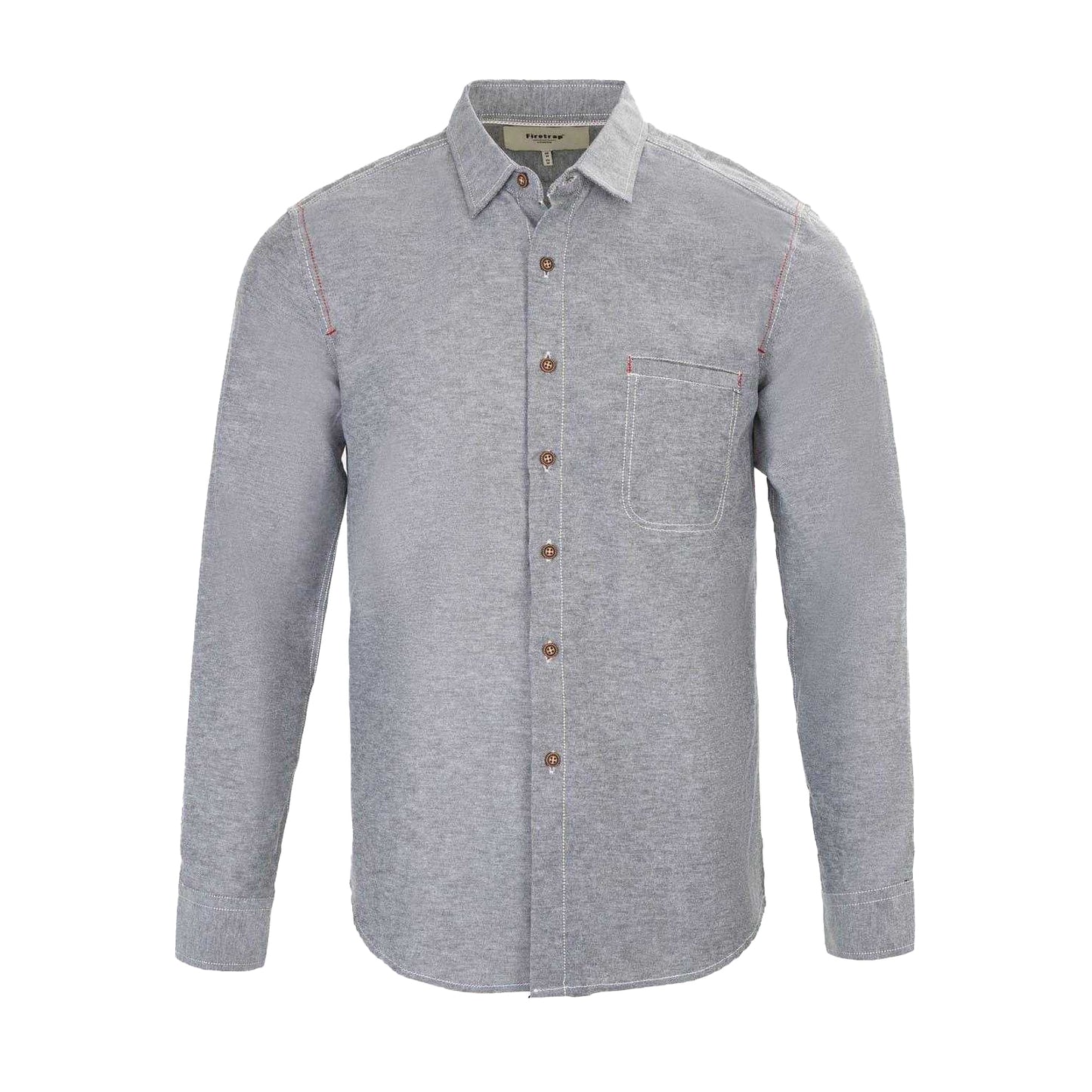 Grey - Front - Firetrap Mens Plain Cotton Blend Shirt