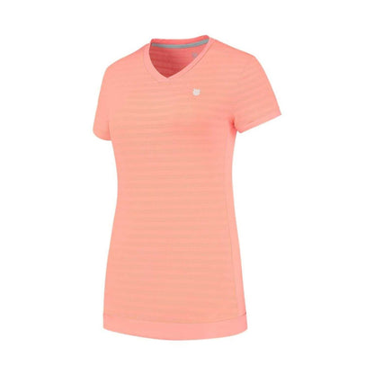 Desert Pink - Front - K-Swiss Womens-Ladies V Neck Regular T-Shirt