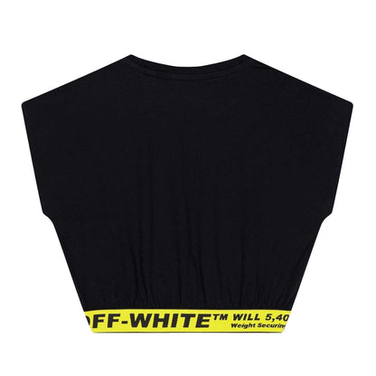 Black-Yellow - Back - Off White Childrens-Kids Cropped Regular T-Shirt