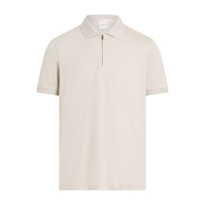 White - Front - Boss Mens Zip Neck Regular Short-Sleeved Polo Shirt