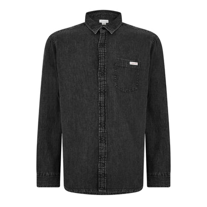 Black - Front - Calvin Klein Mens Vail Denim Long-Sleeved Shirt
