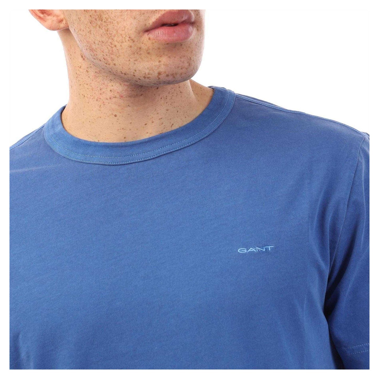 Blue - Side - Gant Mens Faded Crew Neck T-Shirt