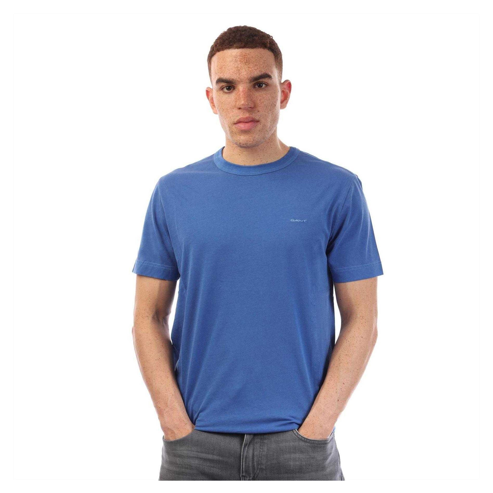 Blue - Front - Gant Mens Faded Crew Neck T-Shirt