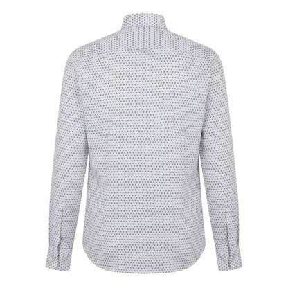 Bright Green - Back - Boss Mens Polka Dot Regular Long-Sleeved Shirt