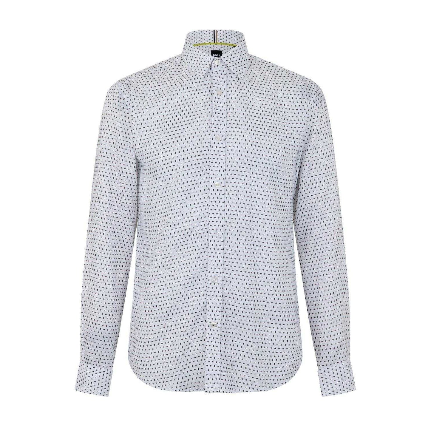 Bright Green - Front - Boss Mens Polka Dot Regular Long-Sleeved Shirt