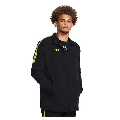 Black - Side - Under Armour Mens Zip Neck Long-Sleeved Athletic Track Top
