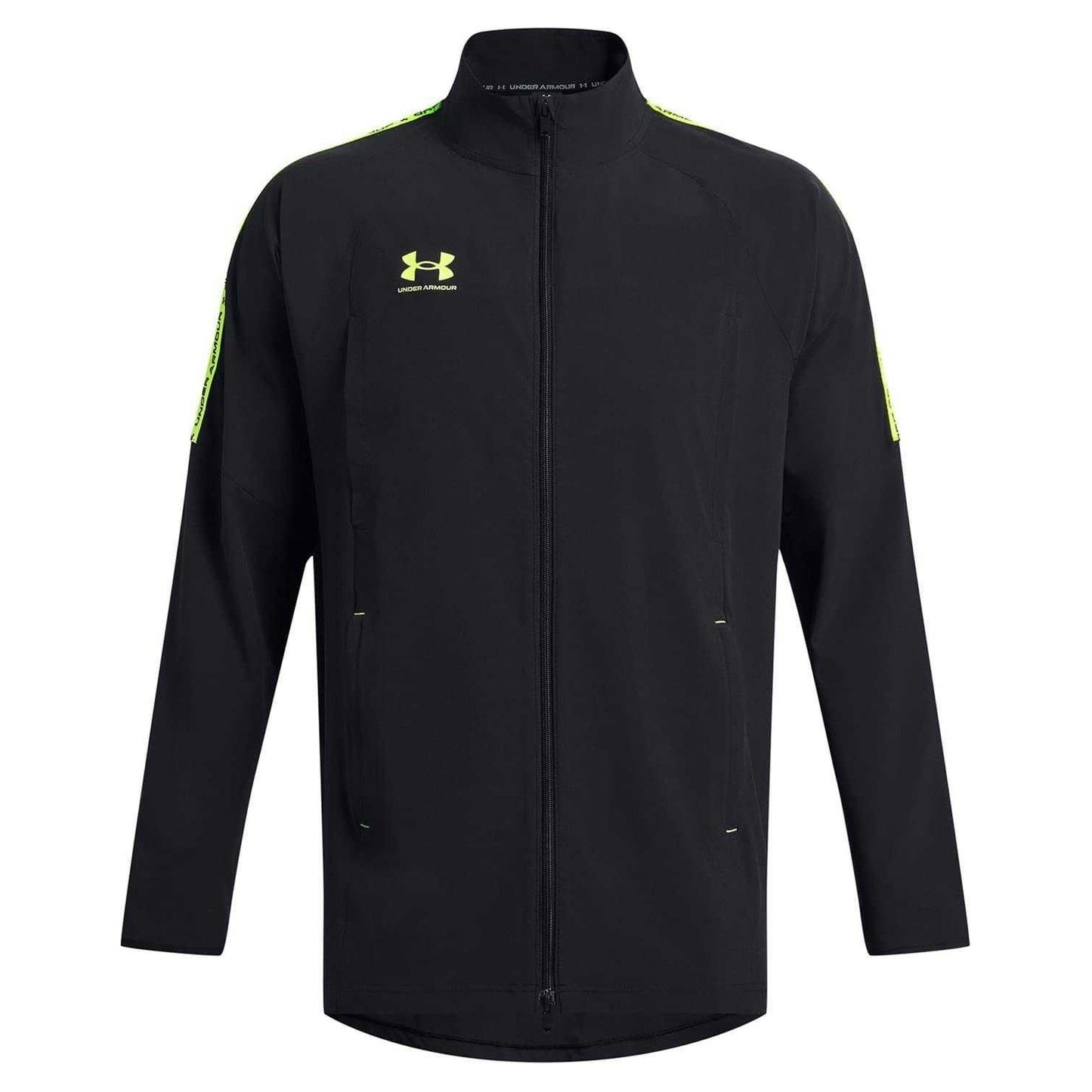 Black - Front - Under Armour Mens Zip Neck Long-Sleeved Athletic Track Top