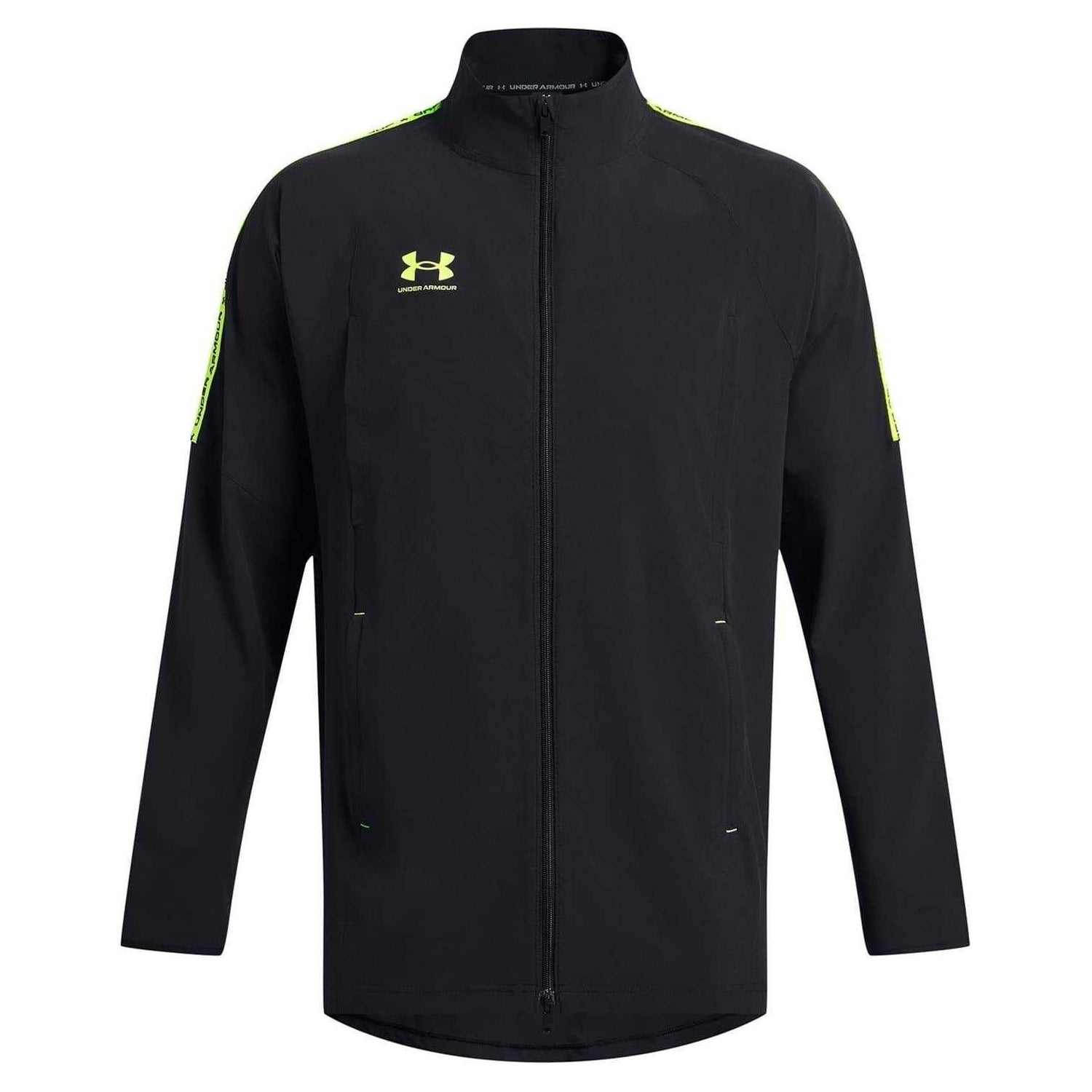 Black - Front - Under Armour Mens Zip Neck Long-Sleeved Athletic Track Top