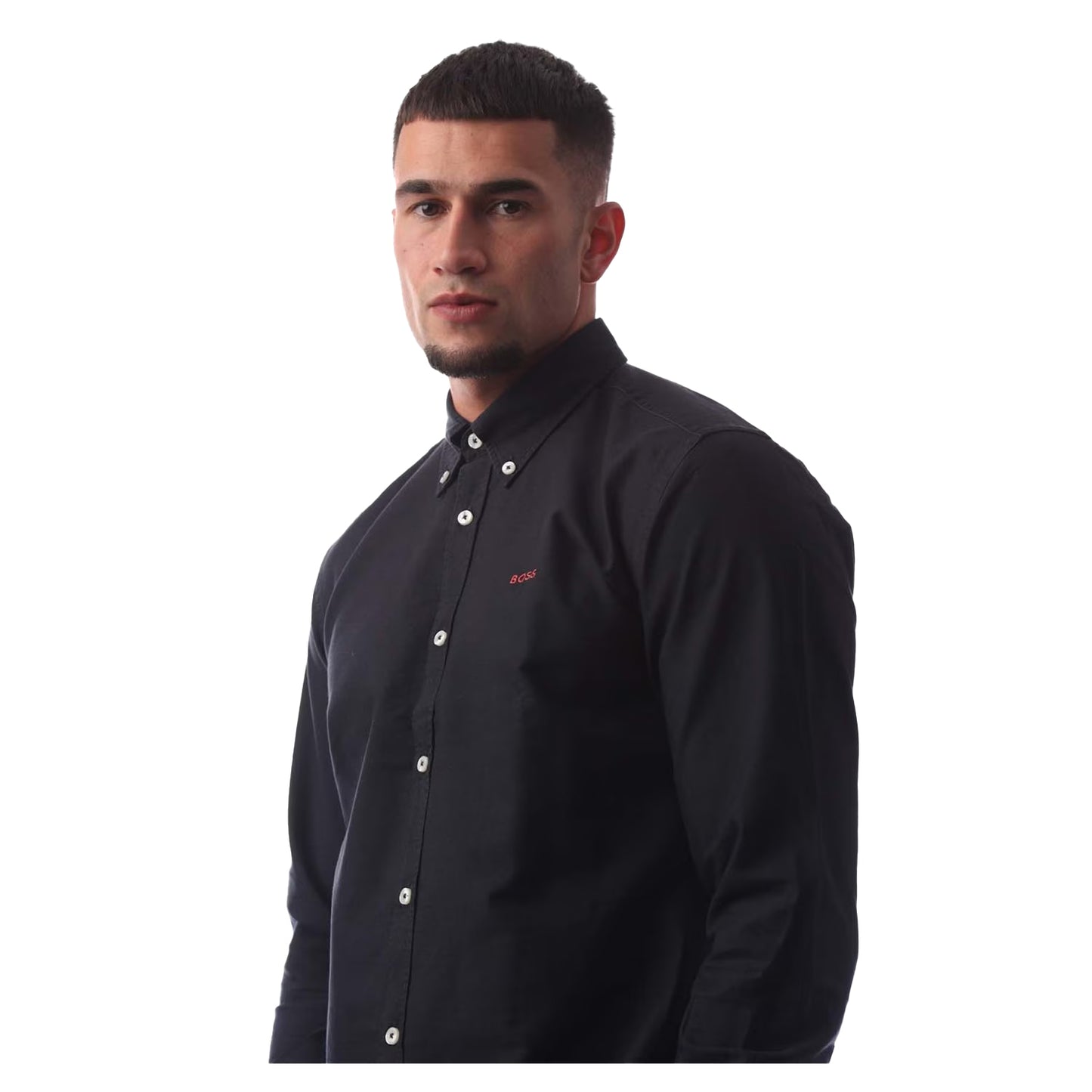 Dark Blue - Side - Boss Mens Long-Sleeved Button-Down Shirt
