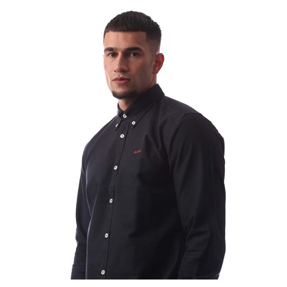 Dark Blue - Side - Boss Mens Long-Sleeved Button-Down Shirt