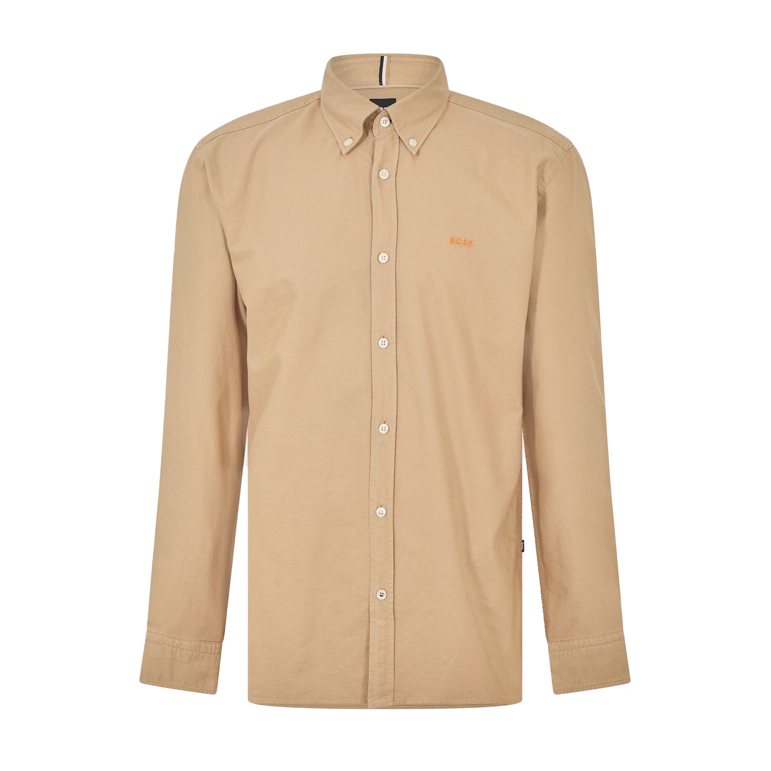 Light Beige - Front - Boss Mens Long-Sleeved Button-Down Shirt