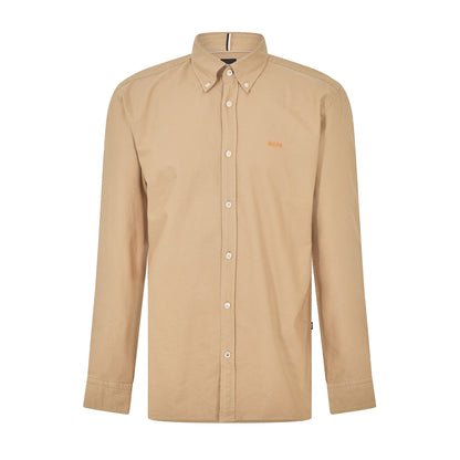 Light Beige - Front - Boss Mens Long-Sleeved Button-Down Shirt