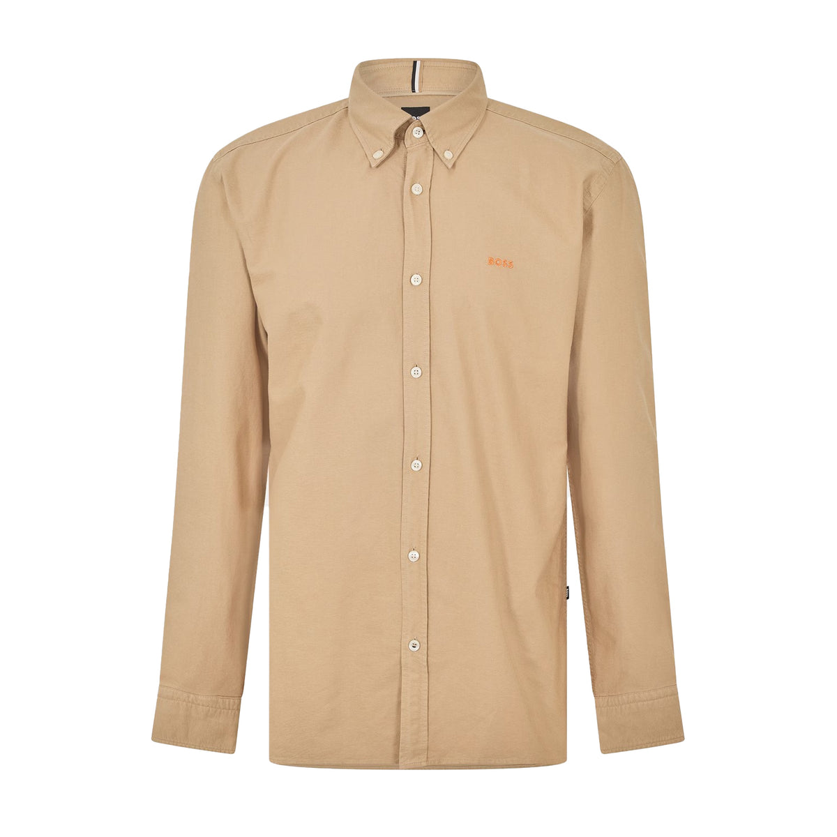 Light Beige - Front - Boss Mens Long-Sleeved Button-Down Shirt