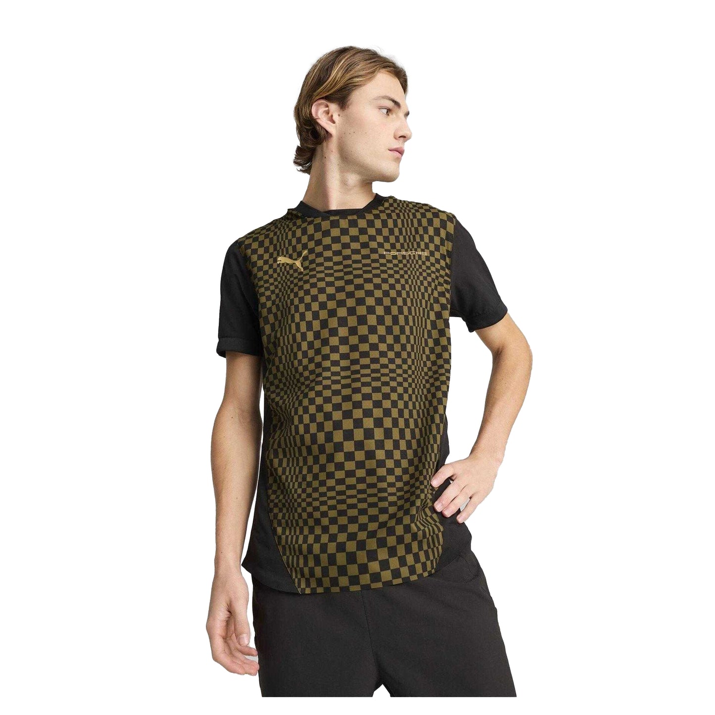 Olive - Side - Puma Mens Porsche Spirit Checkerboard T-Shirt