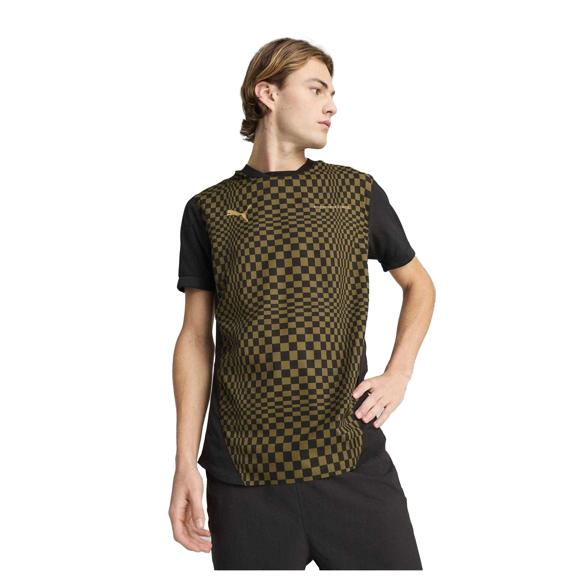 Olive - Side - Puma Mens Porsche Spirit Checkerboard T-Shirt