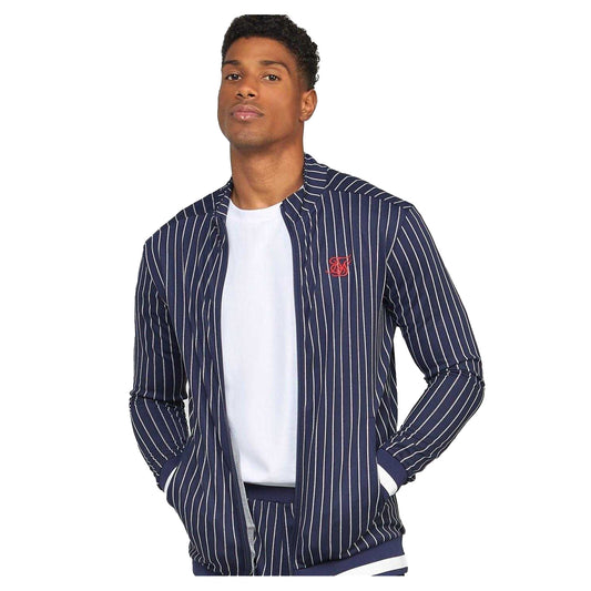 Navy - Front - SikSilk Mens Mock Neck Raglan Long-Sleeved Athletic Track Top