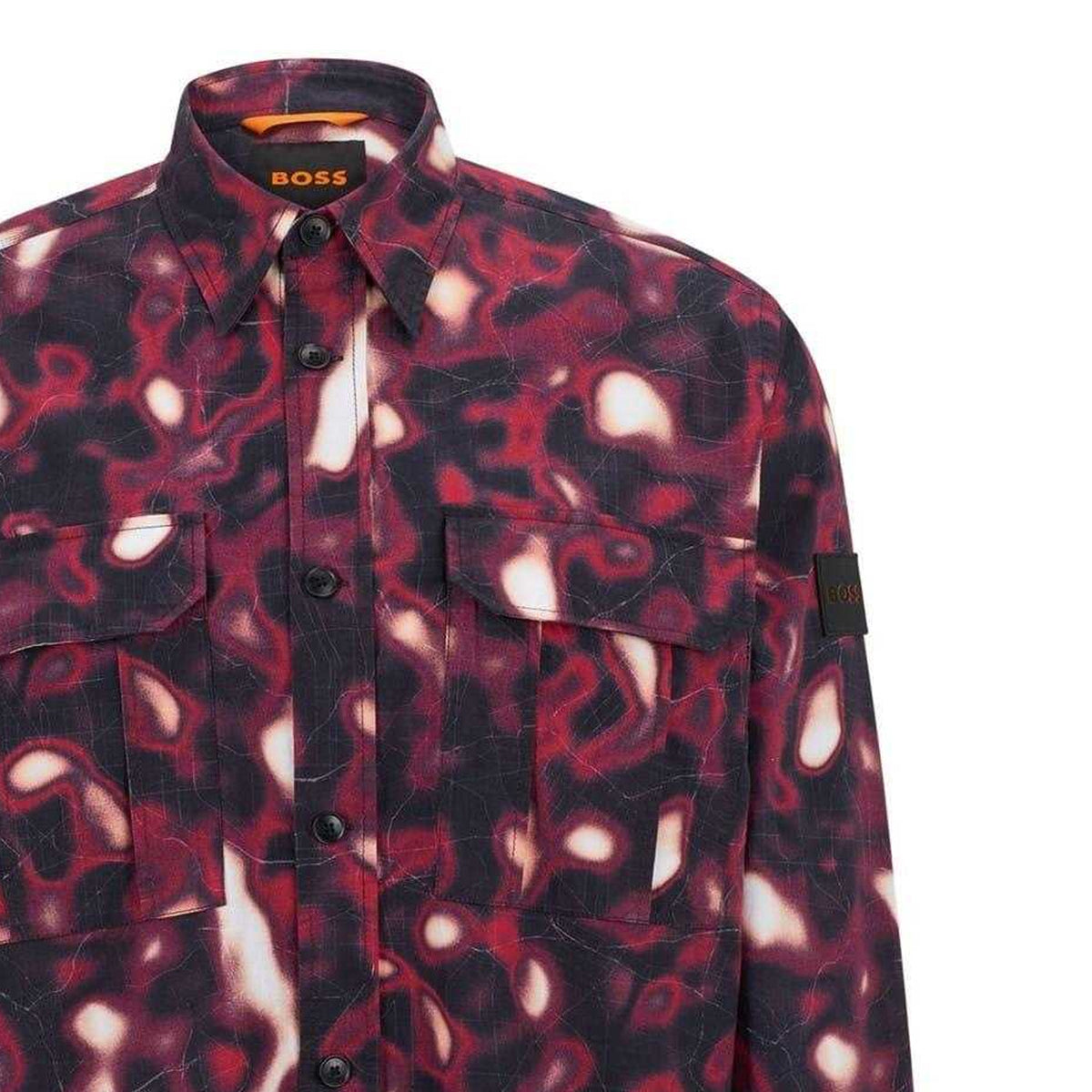 Medium Pink - Back - Boss Mens Abstract Long-Sleeved Shirt