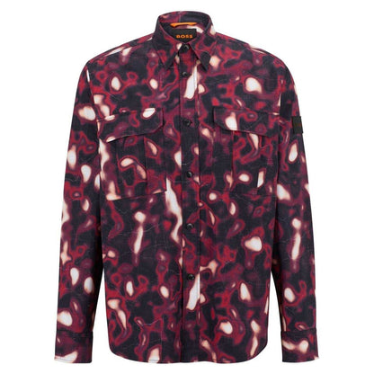 Medium Pink - Front - Boss Mens Abstract Long-Sleeved Shirt