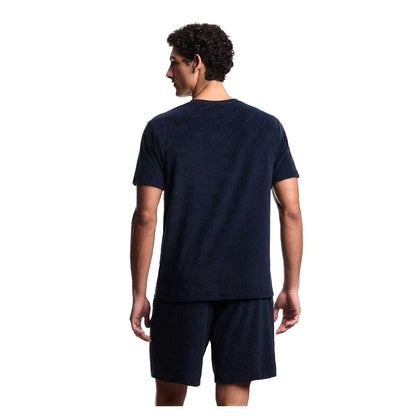 Navy - Back - Emporio Armani EA7 Mens Diamond Jacquard T-Shirt