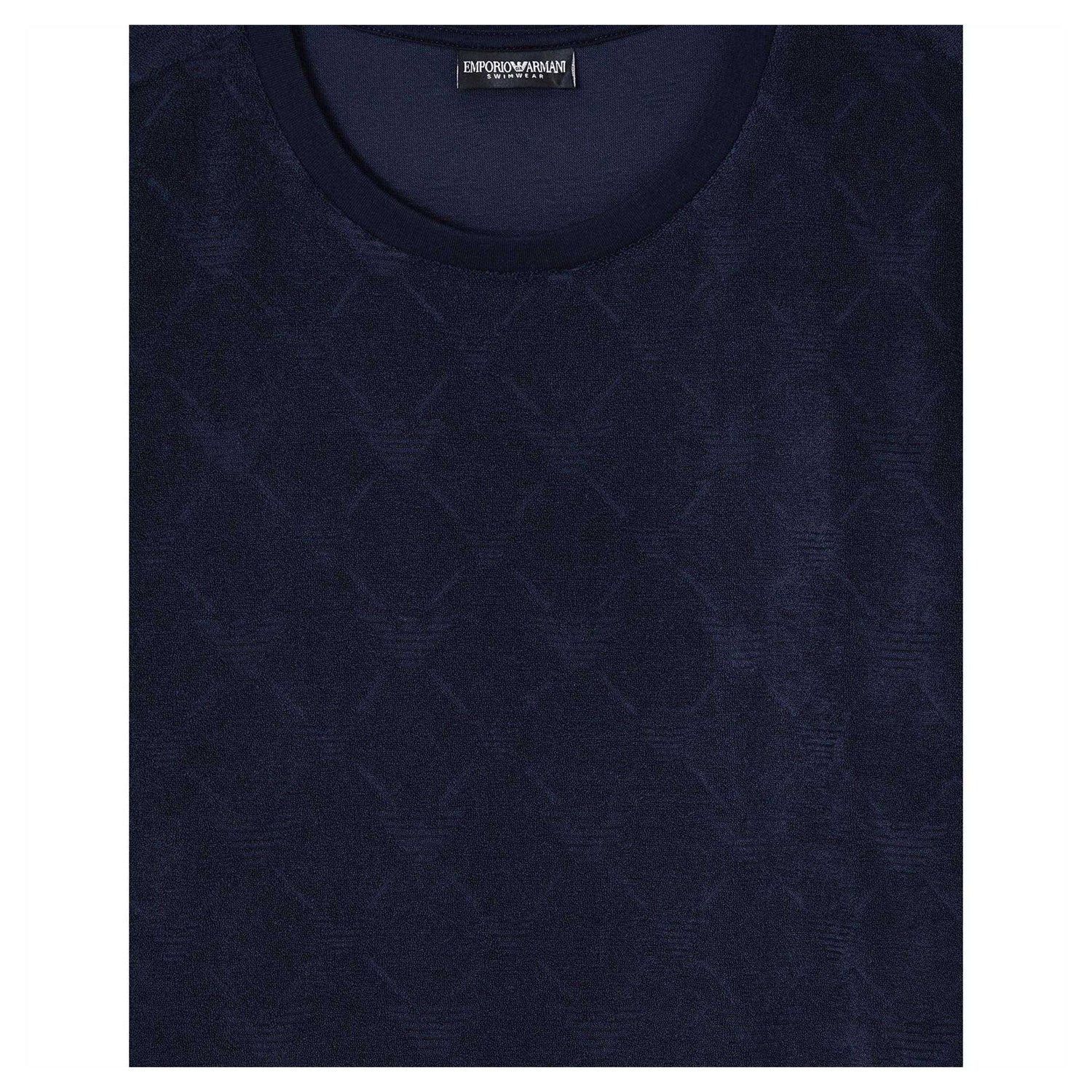 Navy - Side - Emporio Armani EA7 Mens Diamond Jacquard T-Shirt