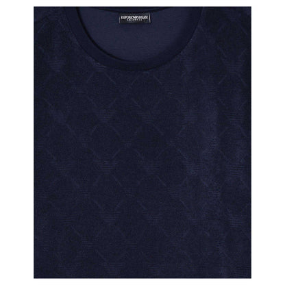 Navy - Side - Emporio Armani EA7 Mens Diamond Jacquard T-Shirt