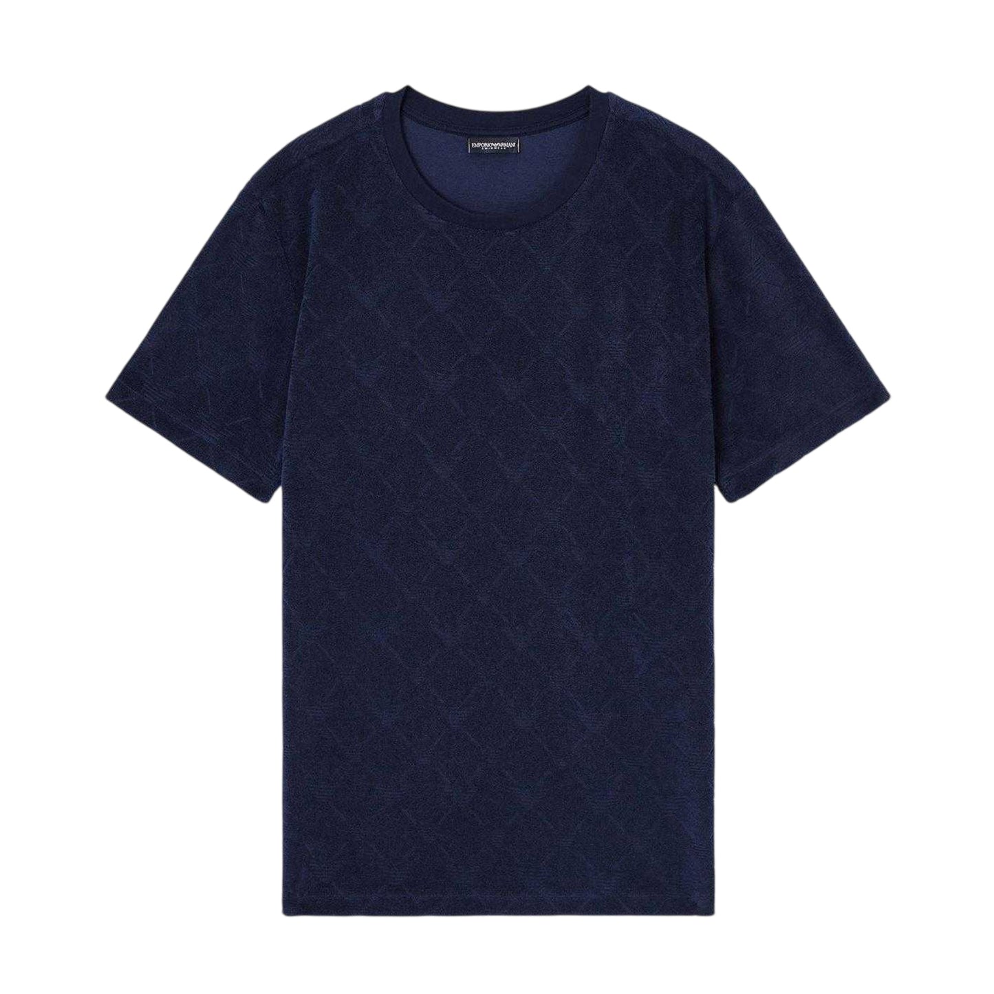 Navy - Front - Emporio Armani EA7 Mens Diamond Jacquard T-Shirt