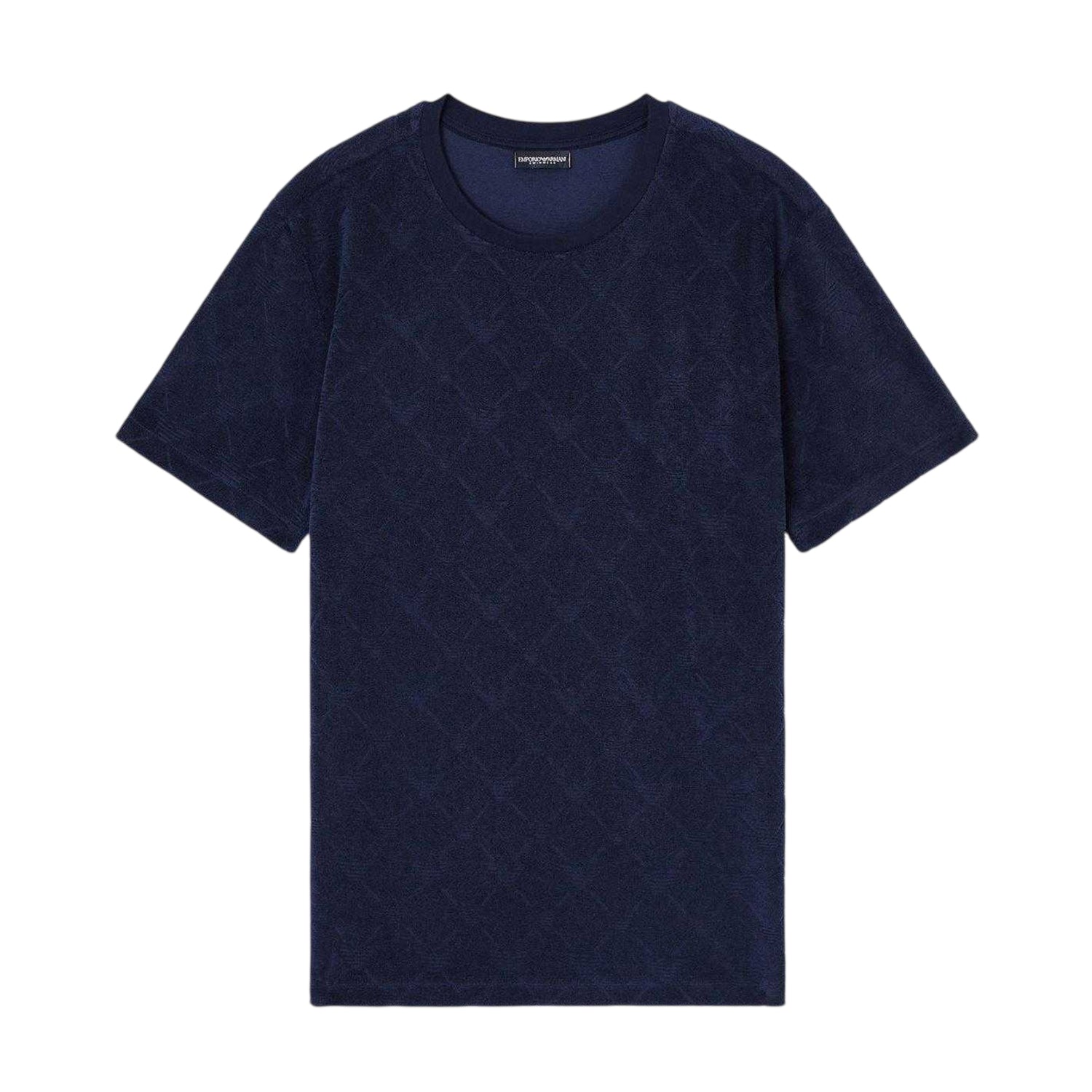 Navy - Front - Emporio Armani EA7 Mens Diamond Jacquard T-Shirt