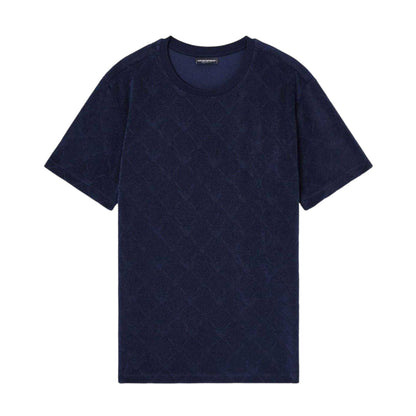 Navy - Front - Emporio Armani EA7 Mens Diamond Jacquard T-Shirt