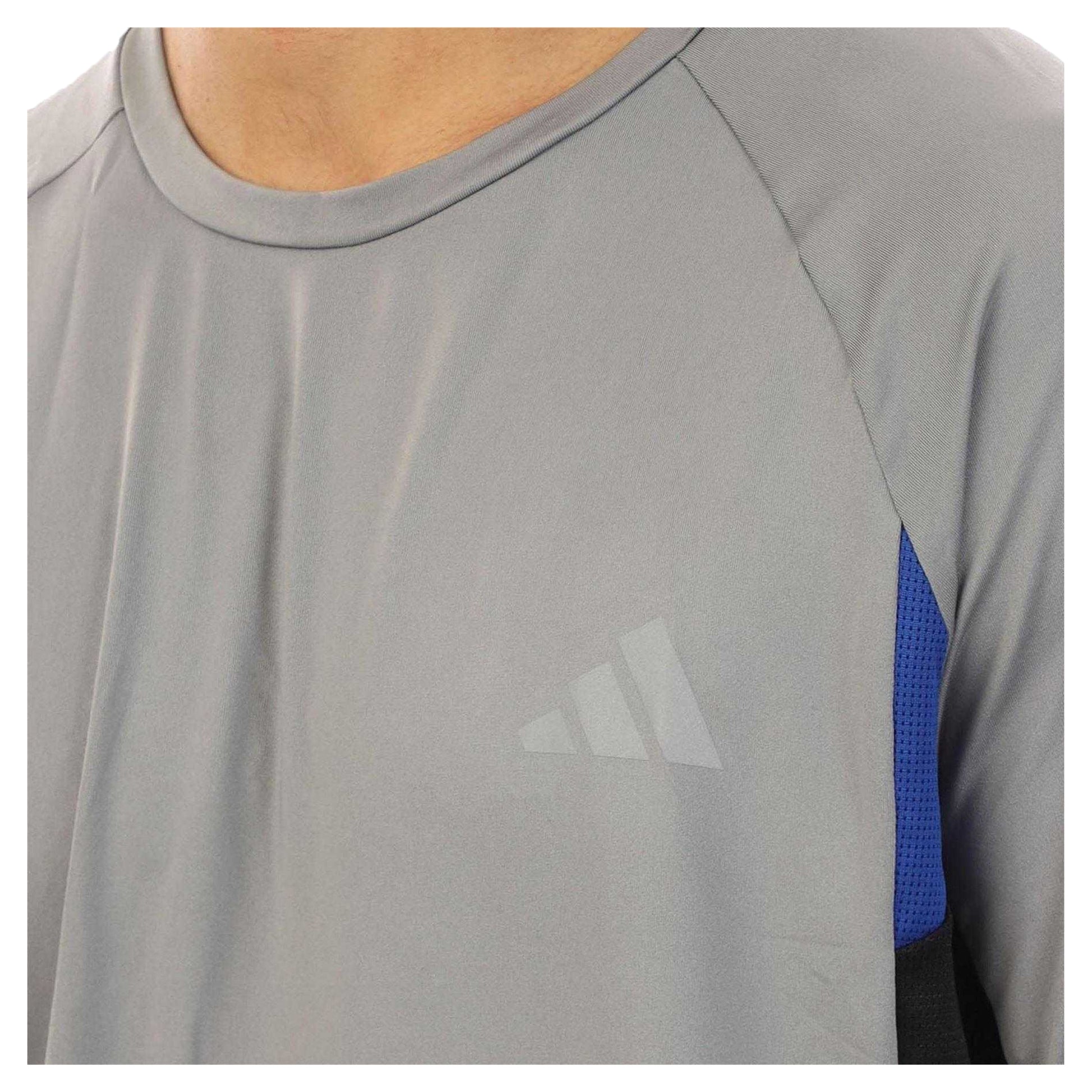Grey - Back - Adidas Mens 3 Stripes Climacool Slim T-Shirt