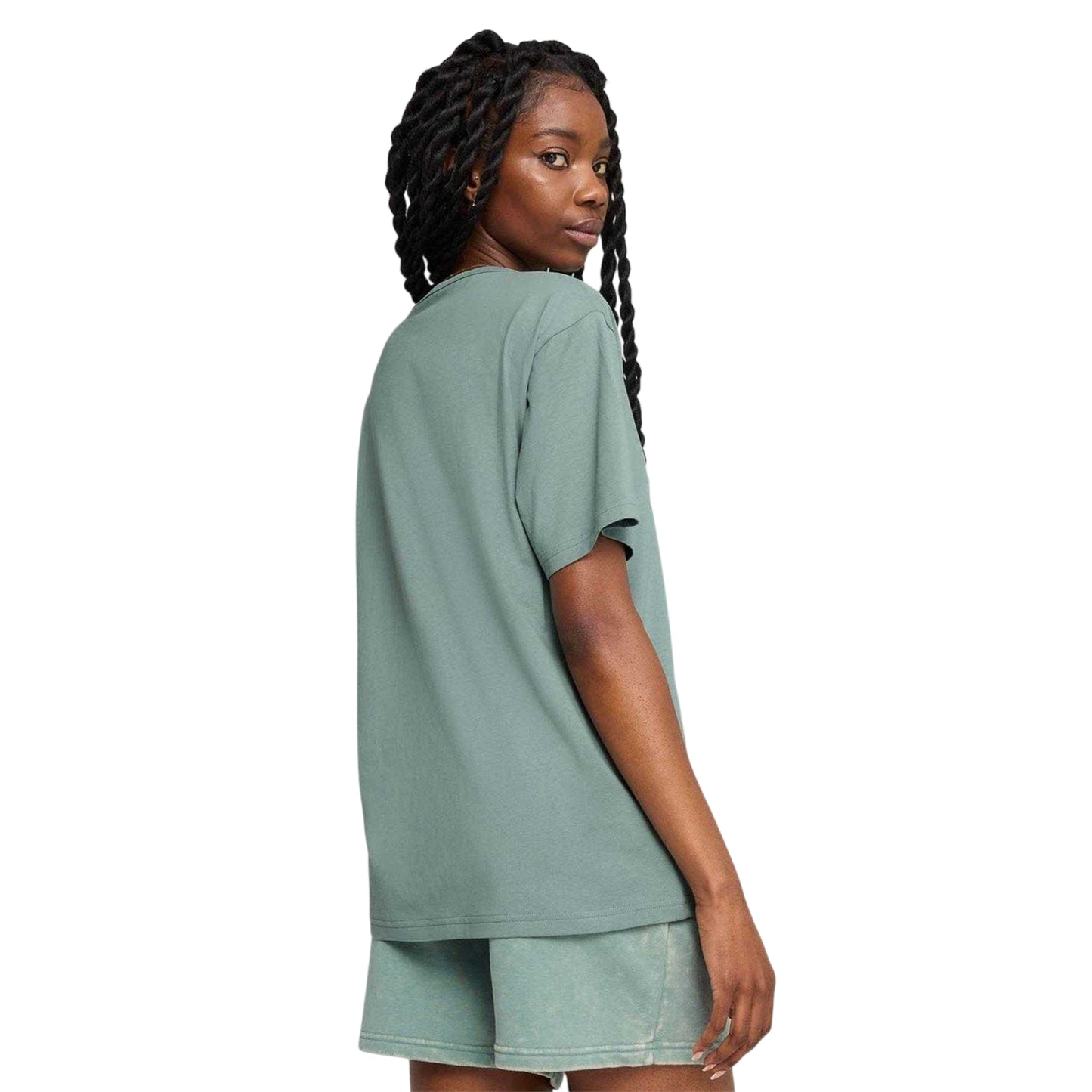 Green - Side - Puma Mens Graphic Logo Relaxed Fit T-Shirt