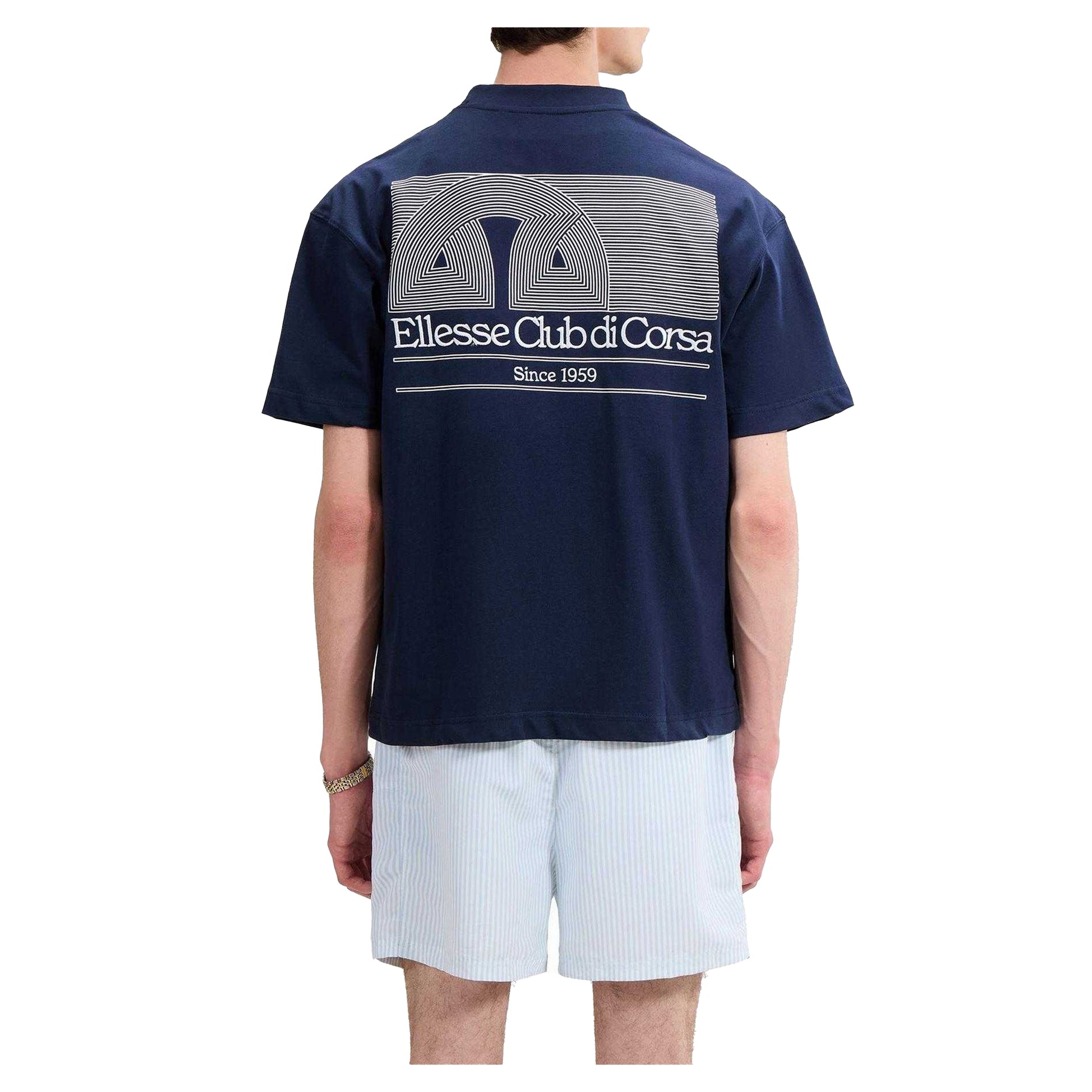 Navy - Back - Ellesse Mens Club Di Corsa T-Shirt