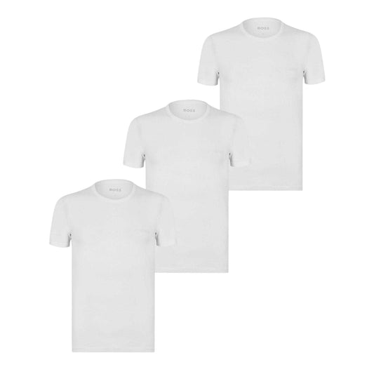 White - Front - Boss Mens Classic Plain Short-Sleeved T-Shirt (Pack of 3)
