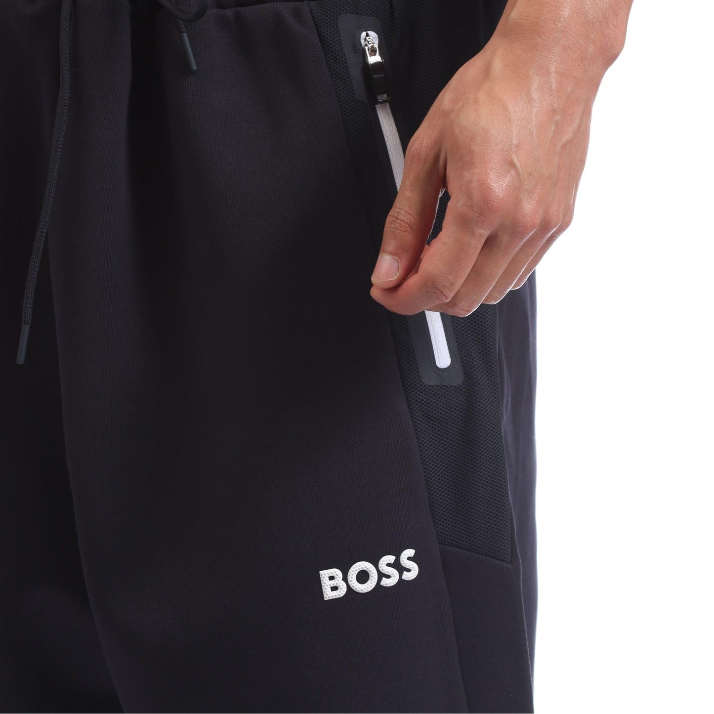Dark Blue - Side - Boss Mens Headlo 1 Fleece Shorts