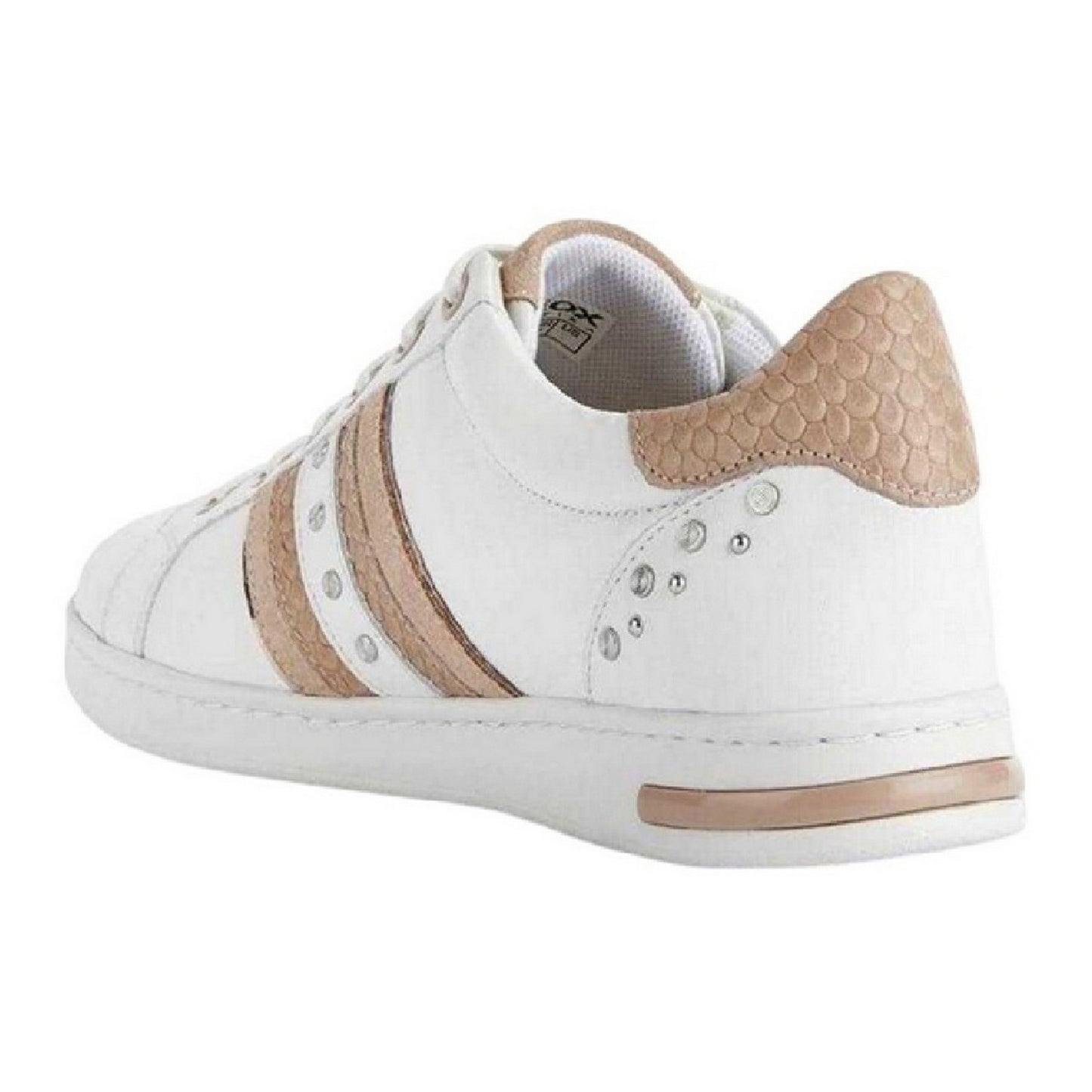 White-Pale Skin - Back - Geox Womens-Ladies Jaysen Leather Flat Trainers