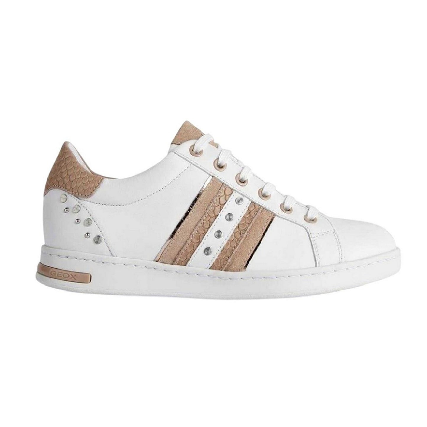 White-Pale Skin - Side - Geox Womens-Ladies Jaysen Leather Flat Trainers
